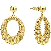 18K Gold Dangle Women's Earrings,Thick and Sturdy, Fashion Jewelry, Exaggerated Dangle Hypoallergenic Earring, Trendy hoop Earrings.