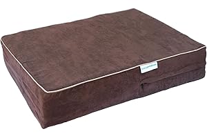 Go Pet Club Solid Memory Foam Orthopedic Pet Bed with Waterproof Cover, 36 by 28 by 4-Inch, Chocolate