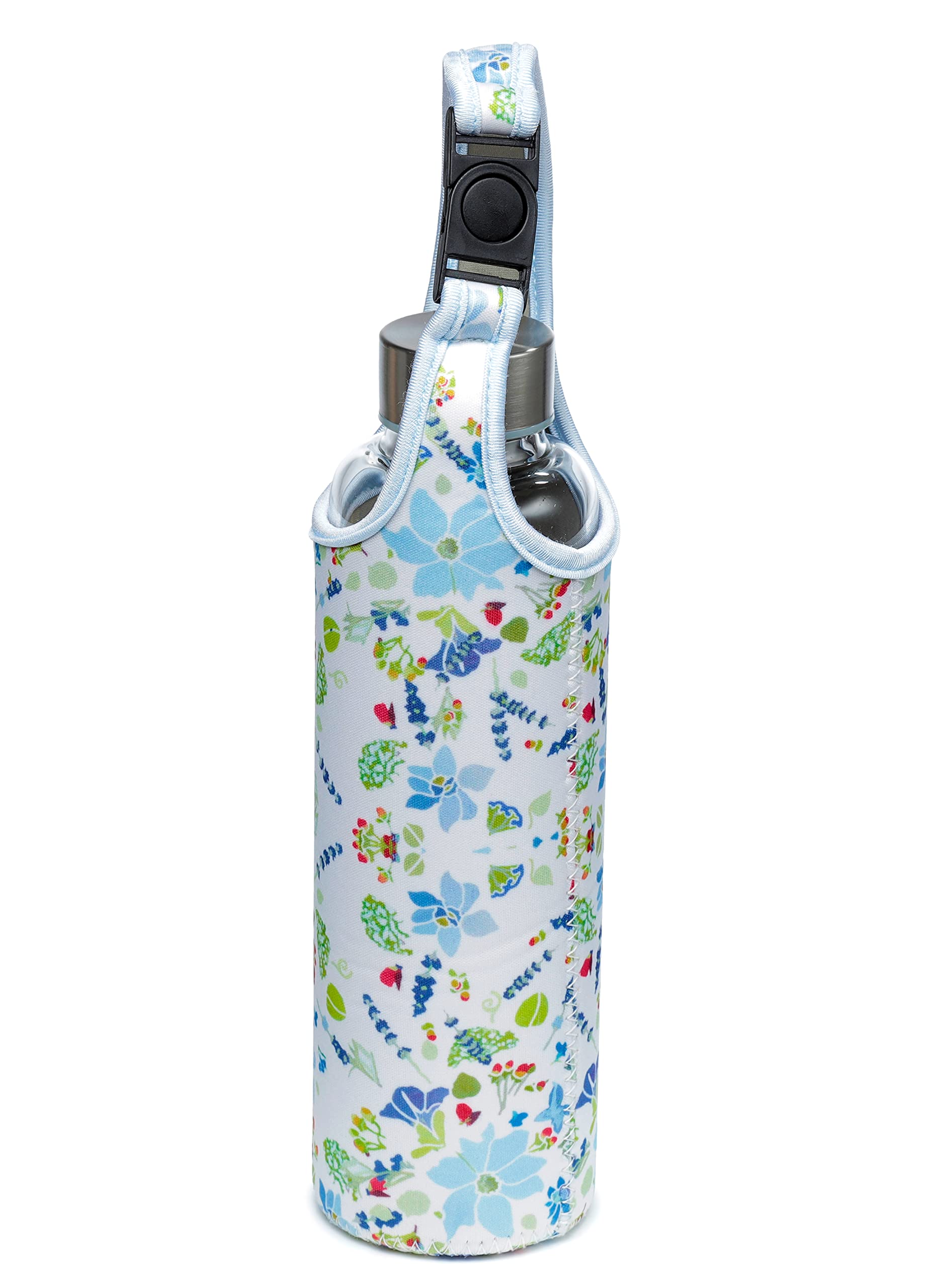 Puckator Julie Dodsworth - Drinks Bottle - Reusable Water Bottle For Girls And Boys With An Attached Strap - Bpa Free - For School Nursery - Translucent - Cute Lavender Garden Design - Pp 500ml
