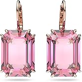 Swarovski Millenia Earrings, Octagon cut crystal, Pink, Rose-gold tone plated
