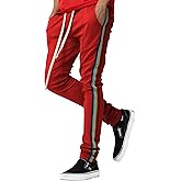 Mens Track Pants with Thin Rainbow Stripe (2X-Large, P126z1_red)