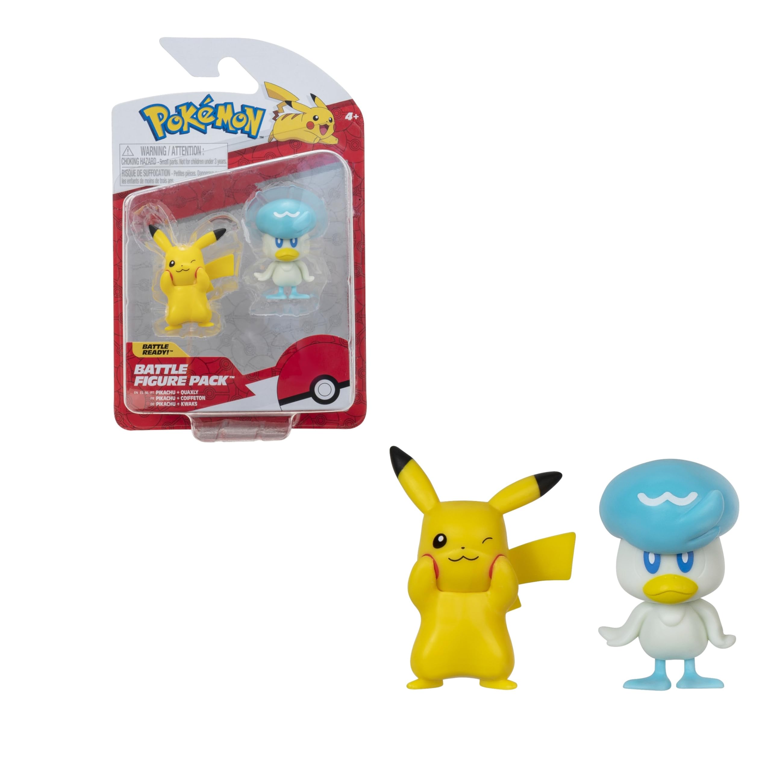 Bizak Pokemon Pack Dual Generation IX, Includes 2 Figures with Large Detail Level Quaxley + Pikachu (63223355)