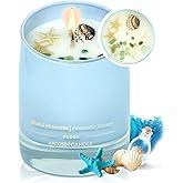 AROZEN Ocean Scented Candles Gift for Women-10oz Aromatherapy Sea Beach Soy Candles for Home Scented with Healing Crystal inside-55H Burn Gifts for Valentine's Day, Birthday, Women, Mother's Day