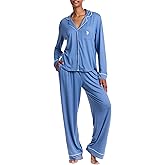 U.S. Polo Assn. Womens Pajama Set Long Sleeve Button Up Top and Pajama Pants