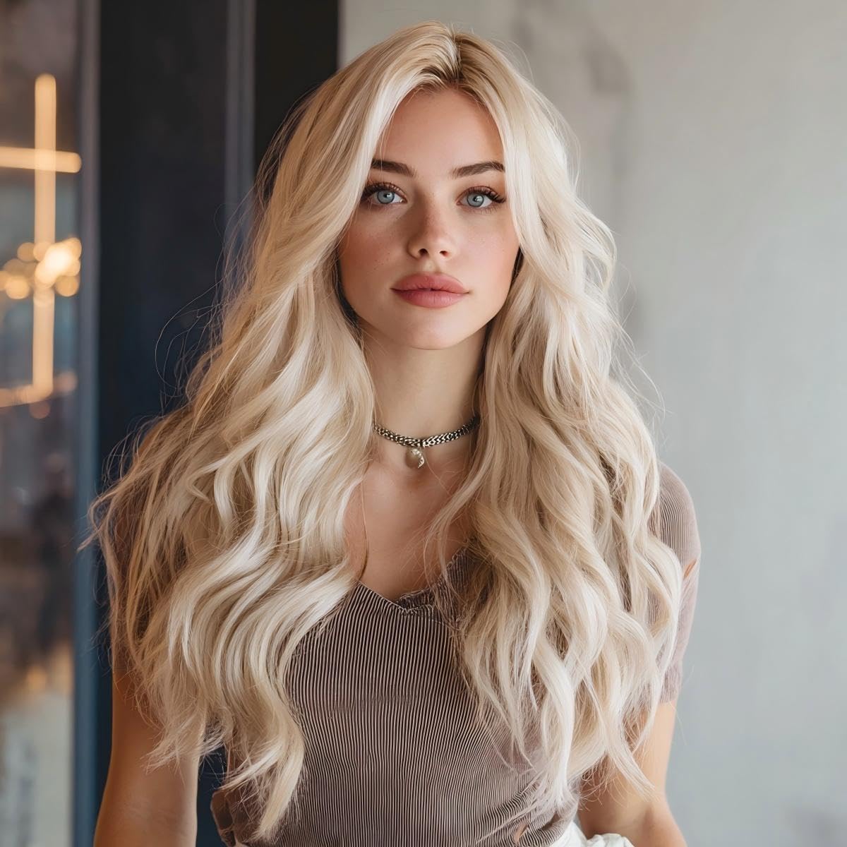 Photo 1 of Elixano Long Wavy Blonde Wigs Human Hair with Bangs for Women Lightweight and Breathable Real Hair Wig Heat Resistant for Everyday Style (26 Inch,Blonde Ombre)