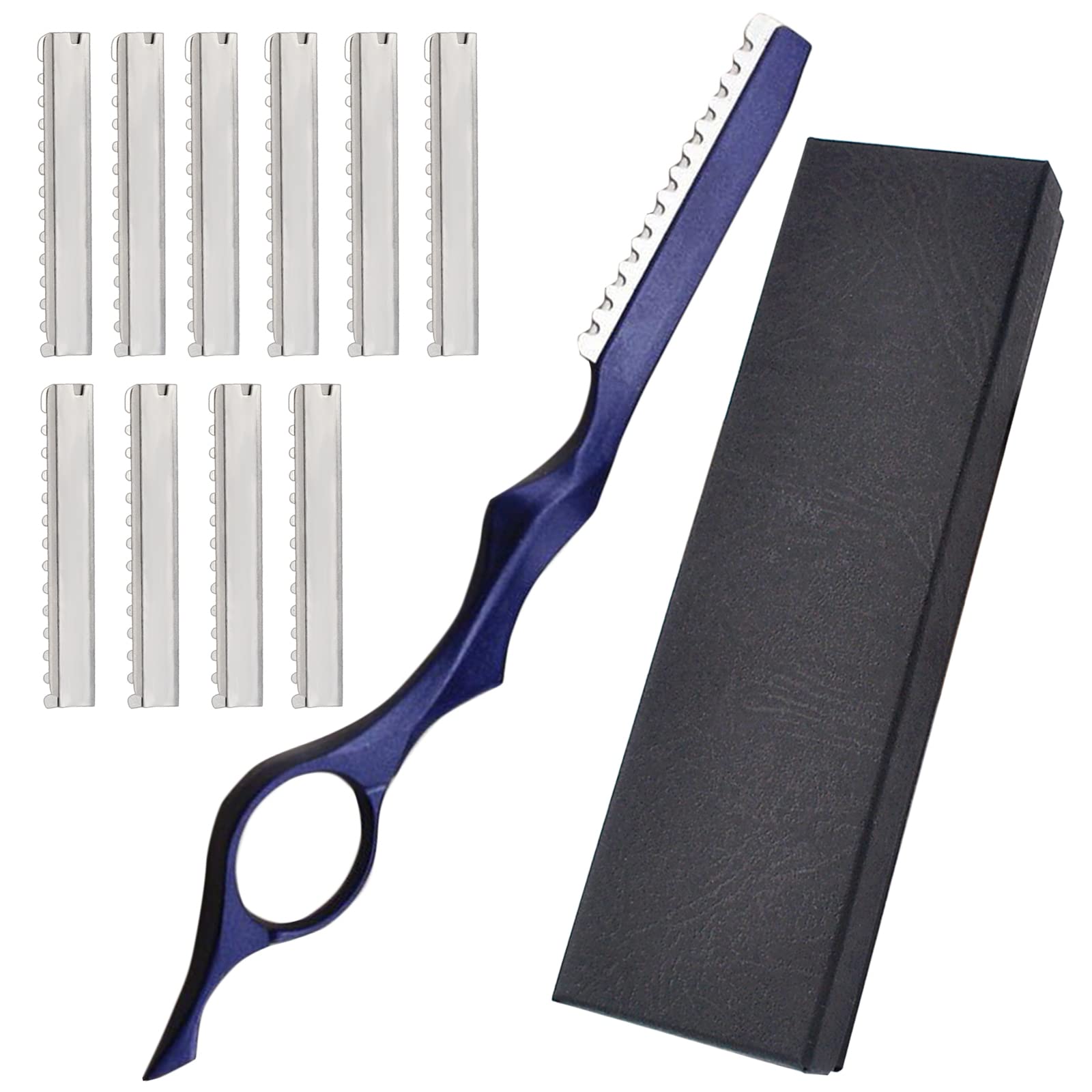 Professional Paint Stainless Steel Feather Cut Hairdressing Razor (blue)