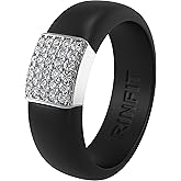 Rinfit Womens Silicone Wedding Ring - Engagement Ring for Women - Promise Rings for Her with Cubic Zirconia Stones - Patented Design
