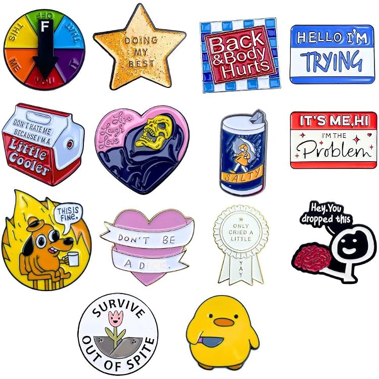 thumbnail image 2 of Misery Is All The Rage Enamel Lapel Pin Brooch For Backpacks Overcoat... 2 of 12