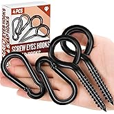 ZAUGONTW 5 Inch Eye Bolts Screw in Hooks & 3.1 Inch Snap Hooks, 4Pcs Heavy Duty Screw in Eye Hook for Securing Cable Wires, Multitool Climbing Carabiners, Gym, Traveling, Swing, Hammock, Hiking