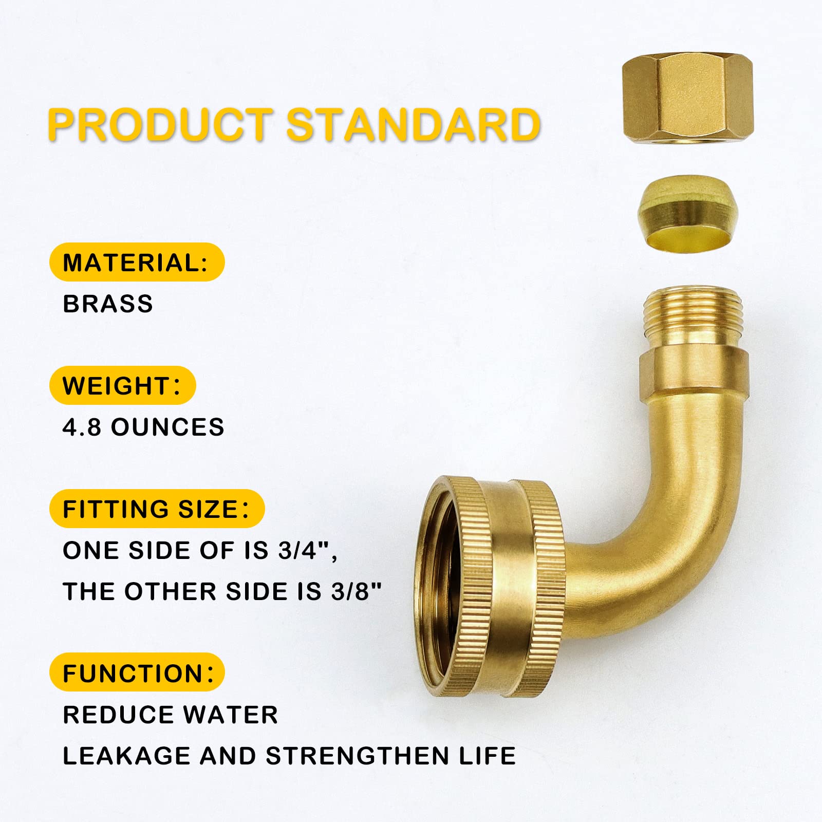 W10685193 3/4 Inch FHT Hose x 3/8 Inch Elbow Hose Fitting For Whirl-pool Dishwasher By AMI PARTS