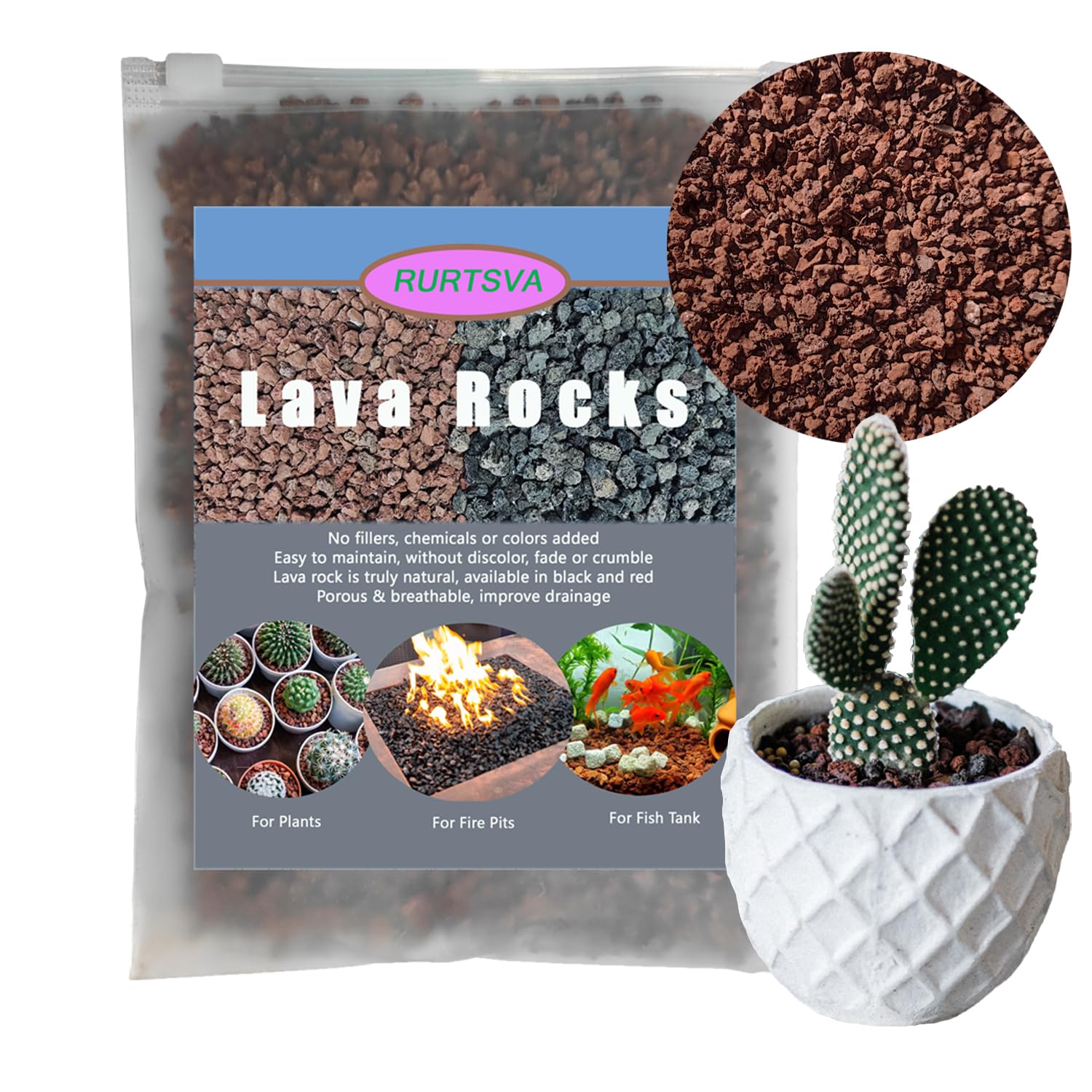 Photo 1 of ***4 BAGS INCLUDED***Lava Rocks for Plants, 2lbs Volcanic Stones Gravel Horticultural Drainage Potting Soil for Indoor Outdoor Plants, Succulents, Bonsai, Cactus, Vase Fillers, Top Dressing (Red, 2lbs)***4 BAGS INCLUDED**)