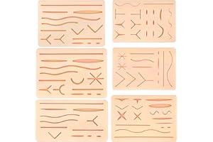 6 Pack Suture Practice Pads, Suture Pad Kit, Silicone Suture Skin Pad with Pre-Cut Wounds for Medical Veterinarian Students a