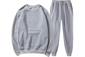 Men's Tracksuits Casual Sweatsuit Fleece Crewneck Sweatshirt Athletic Jogging Pants Sweatsuit Sets with Pockets