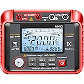 Multimeter, Megohmmeter Insulation Tester, Megohmmeter | 2000 Ohms Resistance Counts, 250V/500V/1000V/2000V/2500V AC/DC Voltmeter, 100 Data Storage, 1M&Omega;-200G&Omega; Auto-Ranging, Backlight