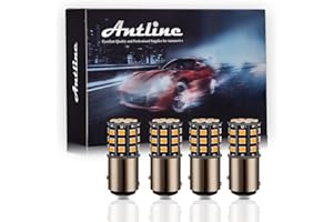 Antline 1157 2057 2357 7528 BAY15D LED Bulbs Amber Yellow, 12-24V Super Bright 1000 Lumens Replacement for Turn Signal Blinker Lights, Side Marker Lights (Pack of 4)