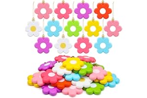 Quzzil 24 Pcs Spring Daisy Flower Ornaments 2.76 Inch Colorful Daisy Hanging Decor Plastic Flower Shape Spring Tree Decorations Summer Floral Ornaments for Home Tree Holiday Party(Lovely Style)