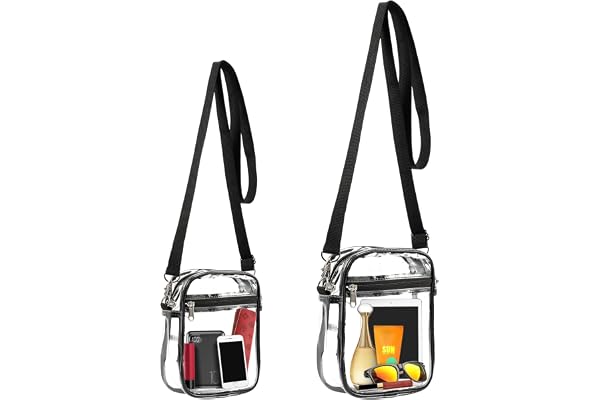 2 Packs Clear Crossbody Bag Stadium Approved, Clear Crossbody Purse with Front Pocket and Adjustable Strap for Concerts