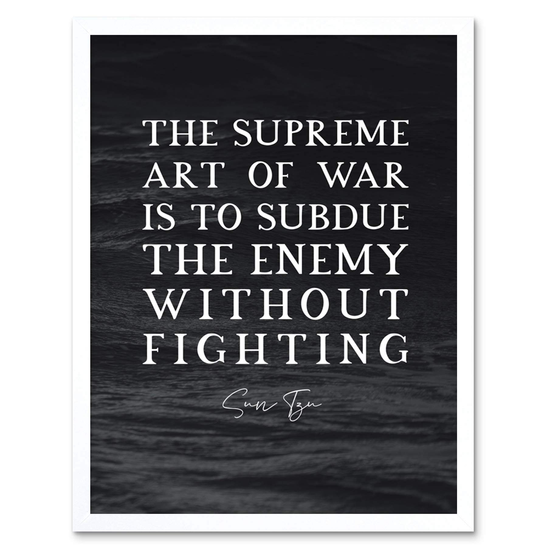Artery8 Slate Inspiring Quote Sun Tzu Art of War Subdue Enemy Without Fighting Art Print Framed Poster Wall Decor 12x16 inch — image 1