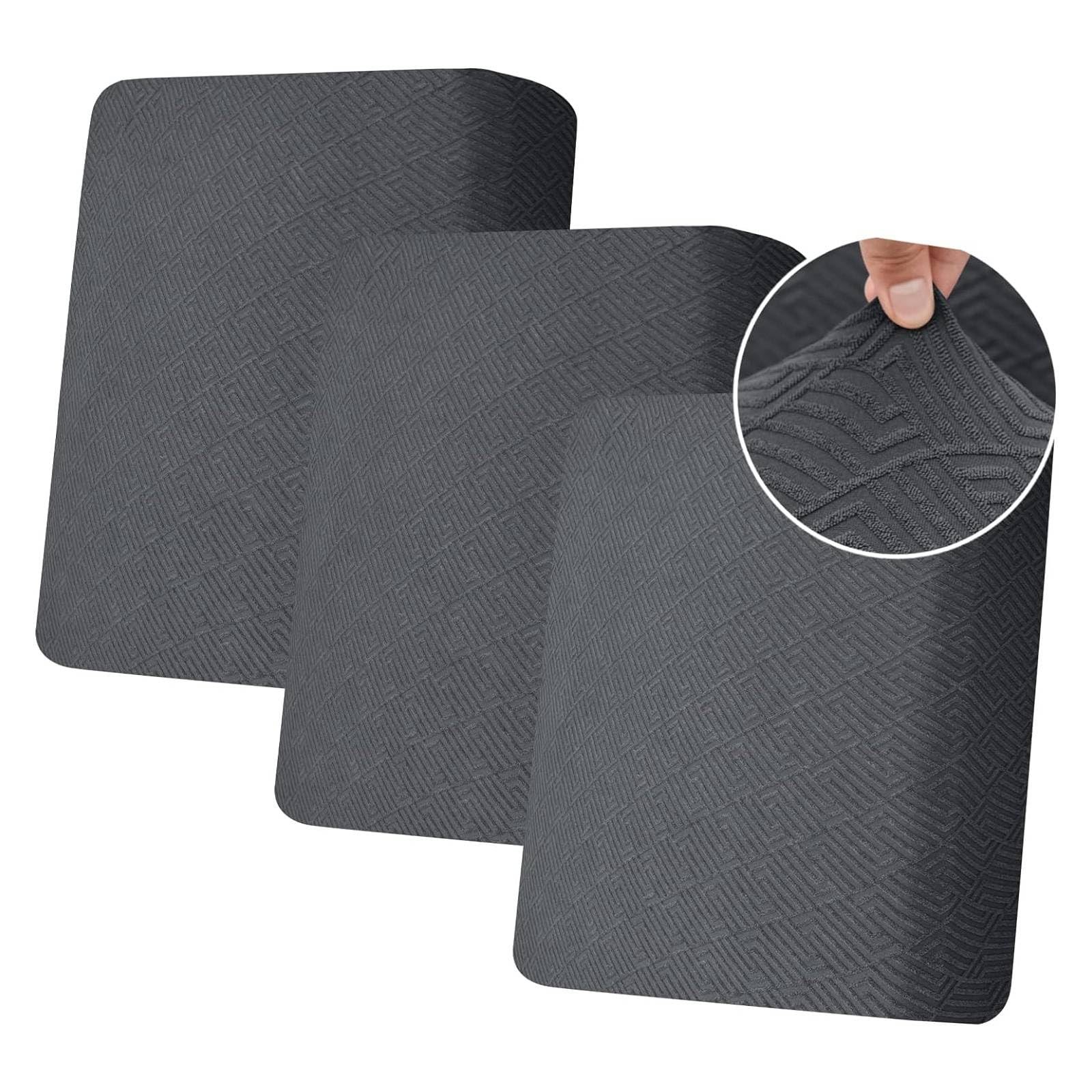 CHELZEN Stretch Sofa Seat Cushion Cover, Fitted Sofa Cushion Slipcovers, Couch Cushion Covers, Replacement for Individual Cushion Furniture Protector (1 Seater*3, Dark Gray)