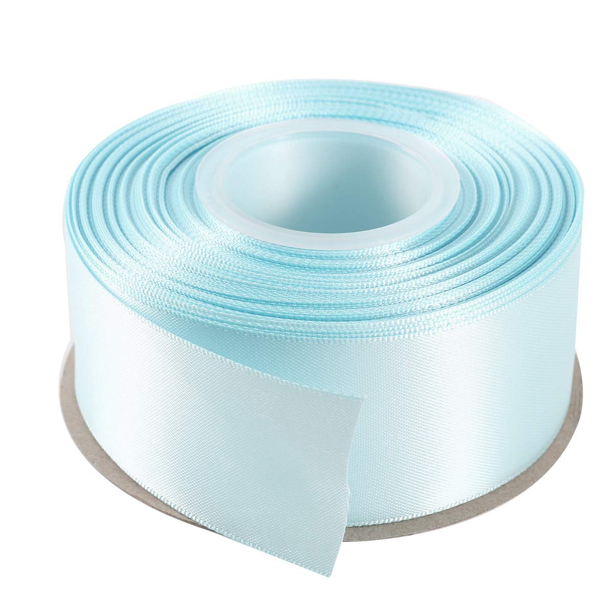 ITIsparkle 38mm Double Faced Satin Ribbon 22 Meters-Roll Set for Gift Wrapping Party Favor Hair Braids Hair Bow Baby Shower Decoration Floral Arrangement Craft Supplies, Light Blue Ribbon