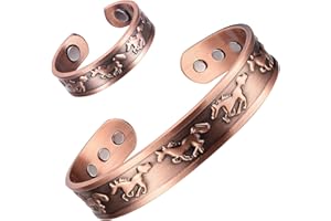 MagEnergy Copper Bracelet and Copper Ring for Men for Arthritis and Joint Pain, Copper Magnetic Bracelet Ring with 3500Gauss Magnets,Adjustable Jewelry Gifts