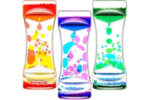 ABIQAQIBA Liquid Motion Bubbler Timer Set of 3 for Sensory Toys, Drop Oil Water Timers for Fidget Toy, Autism Toys, Relaxing Activity, Home Office Desk Toys, Christmas Stocking Filler Gift