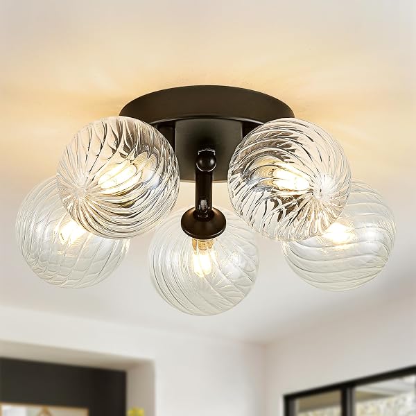 BRFAIXLA 5 LIGHTS SEMI FLUSH MOUNT CEILING BUBBLE...