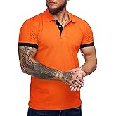 Zuoyouzi Men's Short Sleeve Casual Slim Fit Polo Shirts Basic Designed Classic Cut Cotton Shirts