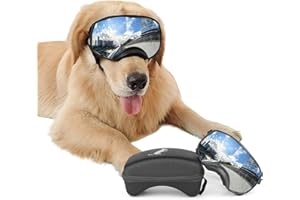 NAMSAN Dog Goggles for Large Dogs, Wide Eyecup & Soft Frame, Anti-UV Sunglasses for Dogs Medium to Large Breed, Driving Dog Eye Protection, Windproof Dustproof, Adjustable, Reflect Silver Lens