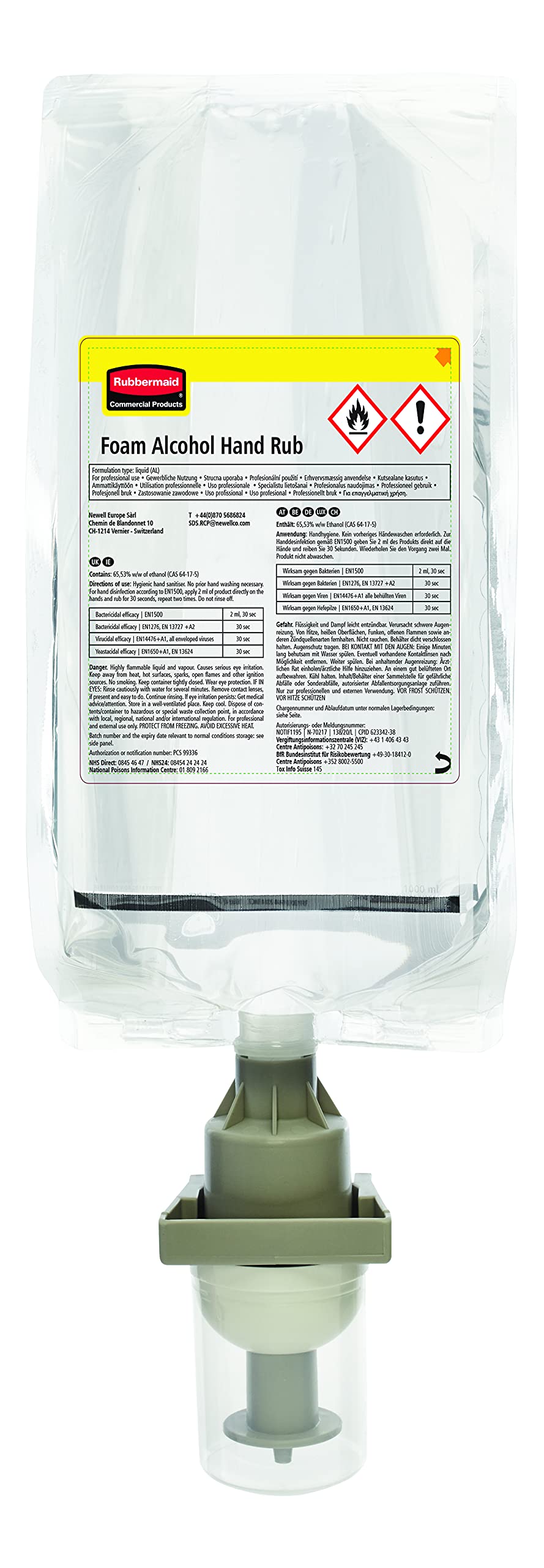 Rubbermaid Commercial Products FLEX™ Refill 1000ml Alcohol Plus Hand Sanitiser 2146692
