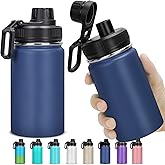 ANSEVO 12oz Water Bottle Stainless Steel Metal Vacuum Insulated No Sweat, Sports Leakproof BPA free Lightweight Hot Cold Retention