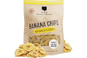NATURAL CRAVINGS Healthy Banana Chips Dried Slices - Family Pack Bags of Dried Banana Chips Sweetened - Sweet Crispy Crunchy Snacks for Adults & Kids - Dehydrated Bananas Chip - 100% Dry Bananas Fruit Chips (Banana Chips 16 oz.)