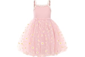 HSTiSan Toddler Girl's Tulle Dress Cotton Sunflower Tutu Dresses Ruffle Cami Skirt Girl Birthday Sundress 18M-8 Years