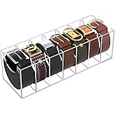 NIUBEE Belt Organizer, Acrylic Belt Storage Holder for The Closet, 7 Compartments Display Case for Tie and Bow Tie