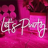 Let's Party Neon Sign, LED Neon Lights for Bedroom Wall Decor, Art Decorative Lights for Bachelorette Party, Engagement Party, Birthday Party, Living Room, Gamer Room Decor Aesthetic (Pink)