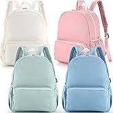 Cunno 4 Pcs Nylon Backpack Kids Bulk Toddler School Bookbag for Girl Boy Plain Waterproof Preppy Backpack Travel for Student(Morandi Color)