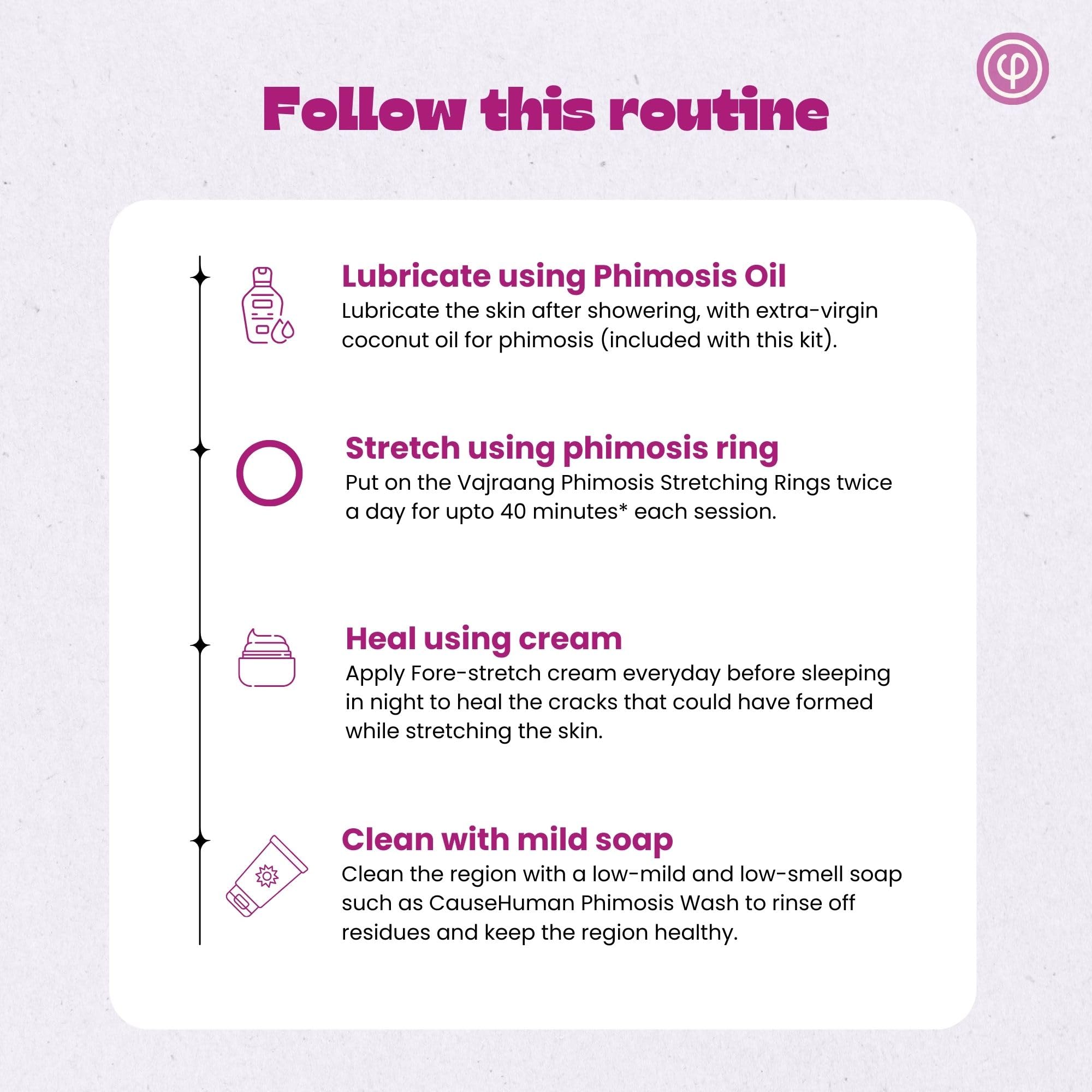 Phimosis Pro Kit with 20 x Phimosis Rings, 1 x Phimosis Cream, 1 x Phimosis oil, 1 x Track Sheet, 1 x 'How to use' booklet | Phimosis home kit | Proven results | Medical grade silicone