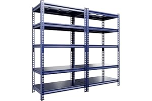 REIBII Garage Shelving, Metal Shelving, Storage Shelves Loads 1700LBS 5 Tier Heavy Duty Shelving, Adjustable Wire Shelving Rack, Metal Shelves for Storage 31.9" W x 17.1" D x 72" H Blue