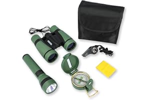 Carson AdventurePak Containing 30mm Kids Field Binoculars, Lensatic Compass, Flashlight and Signal Whistle with a Buit-in The