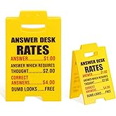 DOPENSPI Answer Desk Rates Sign, 6.2x3.85in Funny Office Cubicle Decor Funny Offices Decor Answer Desk Sign Gag Team Offices Gifts for Coworker Teammate Employee Boss