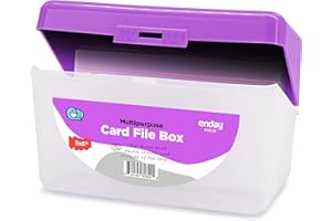 Enday Index Card Holder Purple, 3x5 Note Flash Card Organizer Case, Index Card File w/flip top, Notecard Recipe, Holder, Holds 250 Cards, Also Available in Red, Green, Blue, Grey, Pink (1 PC)