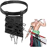 Elifinds Zoro Cosplay 3 Sword Belt Adjustable Katana Holster Harness for Samurai Costume Leather Holder with Frog Lacing for Anime Renaissance Festival