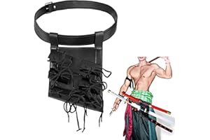 Elifinds Zoro Cosplay 3 Sword Belt Adjustable Katana Holster Harness for Samurai Costume Leather Holder with Frog Lacing for Anime Renaissance Festival