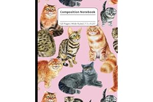 Composition Notebook - Cute Cat Journal, Fun Kitty Pattern for Cat Lovers (Wide Ruled, 120 Pages, 7.5 x 9.25")
