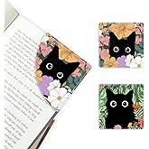 2 Pack Cat Hiding in The Flowers Leather Book Corner Bookmark, Durable Handmade Reading Accessories - Gifts for Readers, Women, Men, Teachers, Students