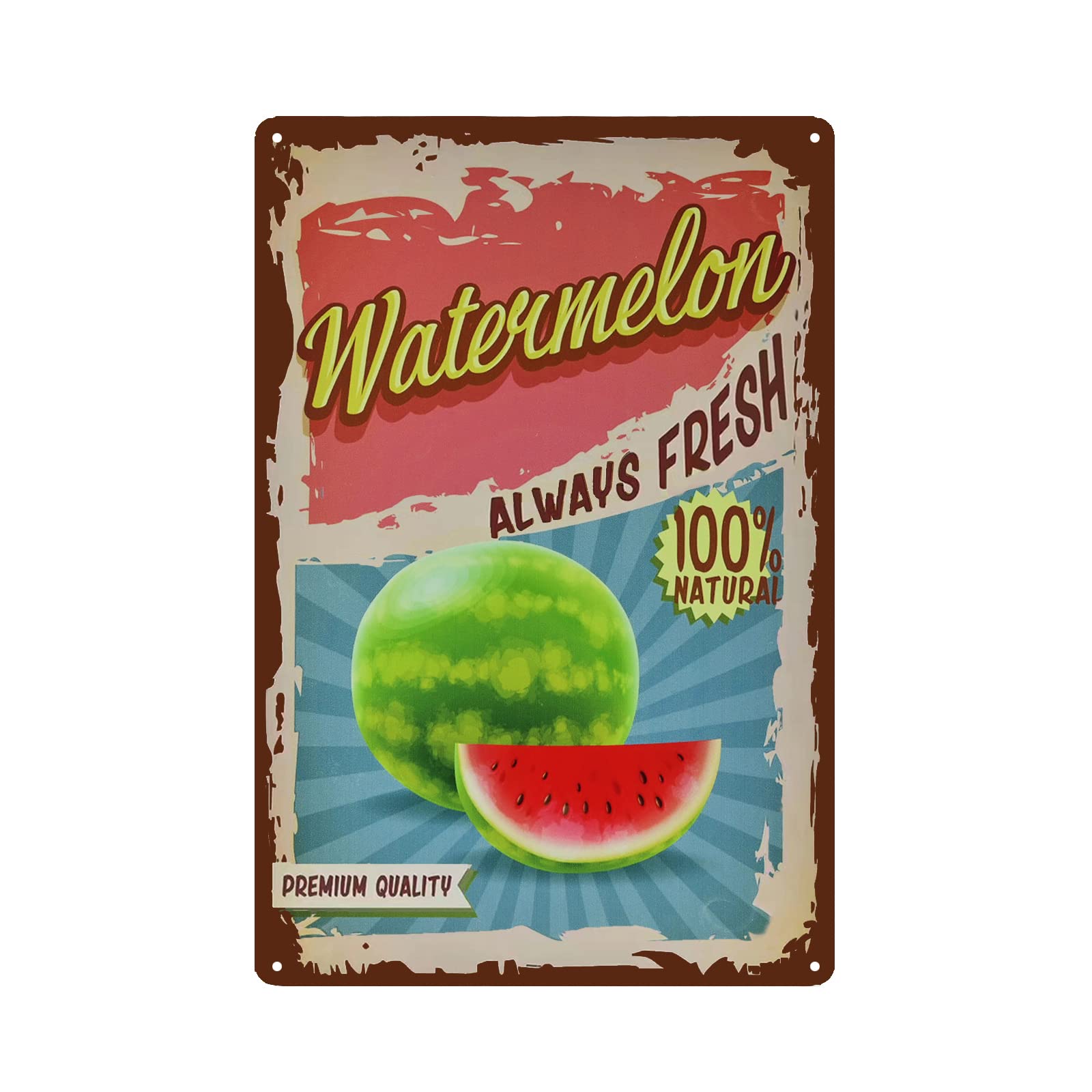 Photo 1 of TREEPERI Vintage Watermelon Tin Sign - Fruit Metal Sign - Retro Decorative Sign Wall Decor Home Decor