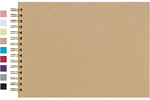 potricher 12.2 x 8.5 Inch Large DIY Scrapbook Photo Album 80 Pages Thick Kraft Paper Scrap Book Albums for Wedding Anniversary Family and Baby (Brown)