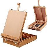 Falling in Art Wooden Tabletop Easel, Solid Wood Sketchbox Desktop Easel for Painting, Portable Art Drawing Easel for Beginners and Professionals