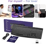 TECURS Wireless Keyboard UK Layout 2.4G Backlit Full Size Ergonomic Quiet view 7