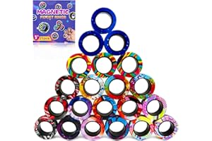 HOTUBFOLKS 21 Pcs Magnetic Rings Fidget Toys Set Christmas Decorations Finger Magnet Rings ADHD Anxiety Fidget Spinner Rings for Relief Birthday Present for Adults Teens Kids